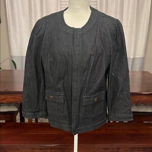 Cato Black Wash Collarless Denim-Style Jacket